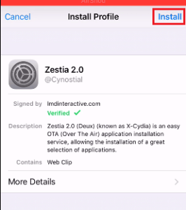 install zestia with profile