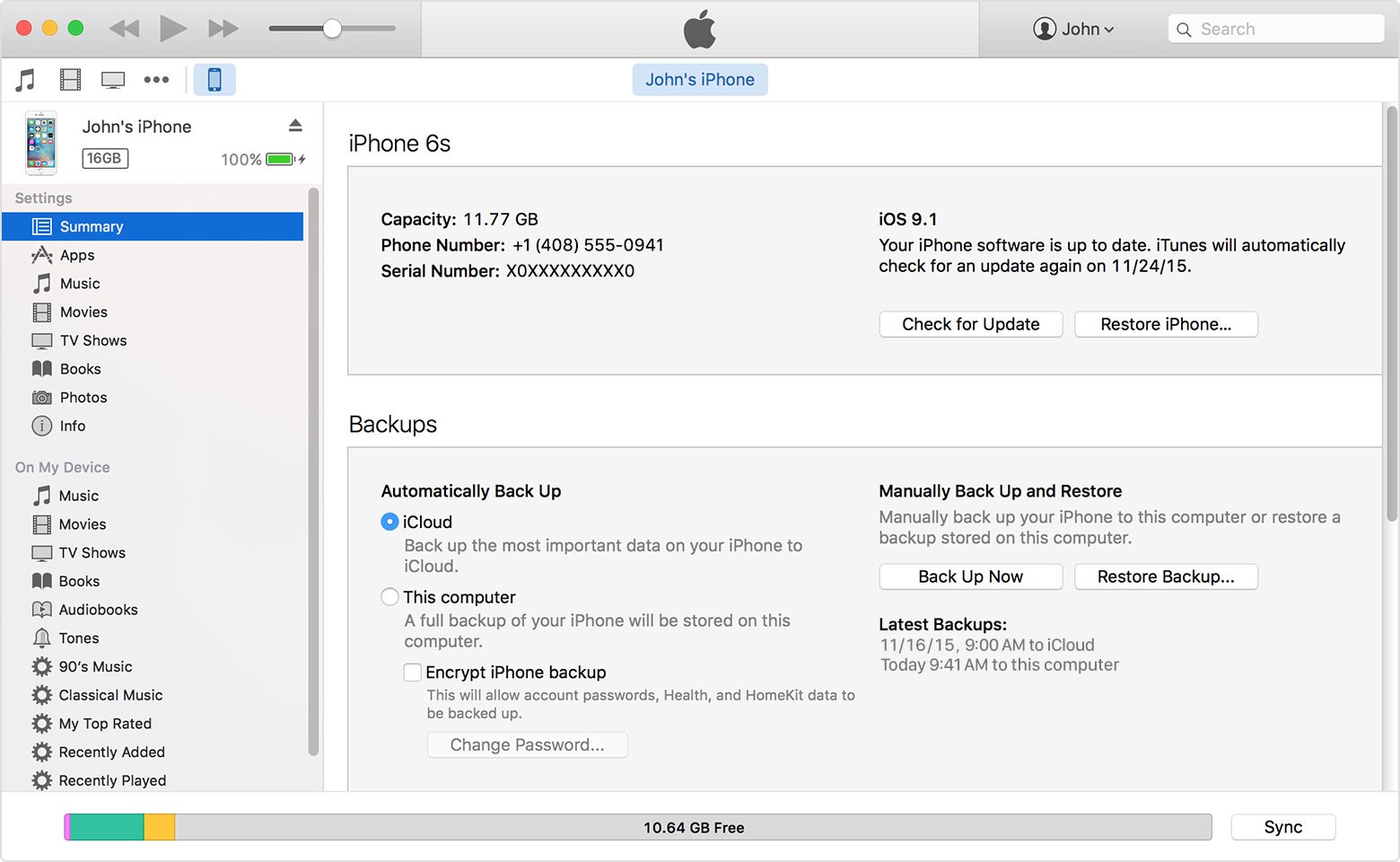 backup iphone using itunes