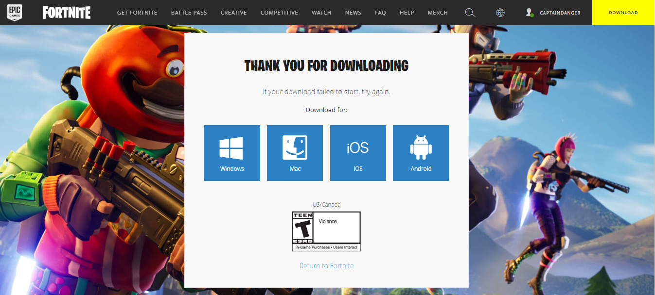 Fortnite Download Page