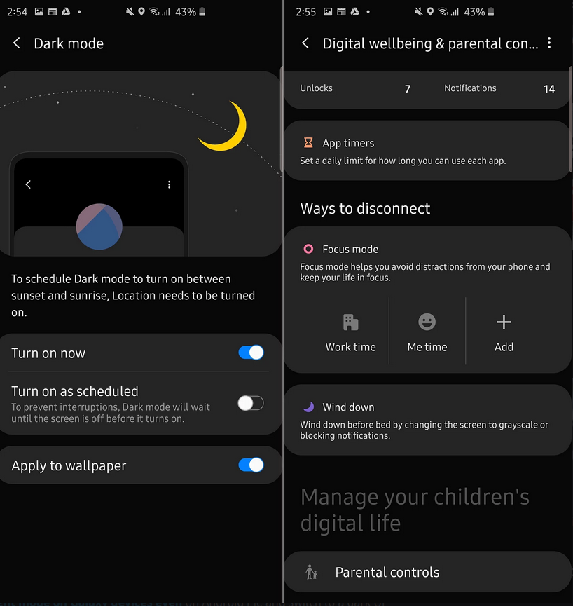 one ui 2.0 digital wellbeing and parental controls